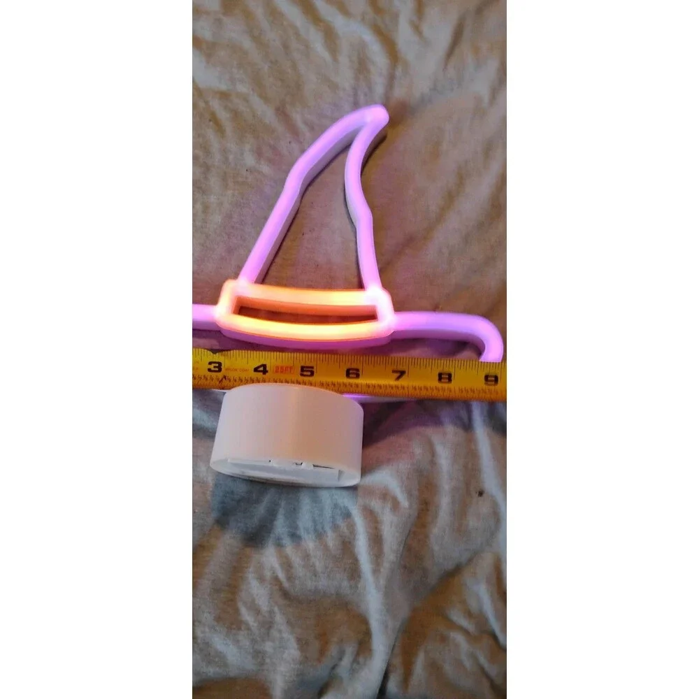 Halloween LED Light Witches Hat Night Light Decor Battery Operated Orange/Purp